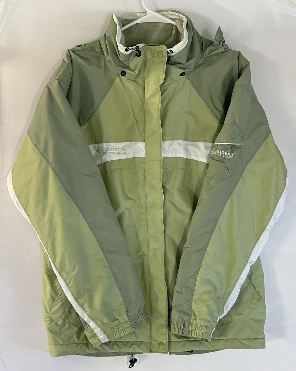 Columbia Sportswear Women’s XL Green Colorblock Hooded Jacket Quilted